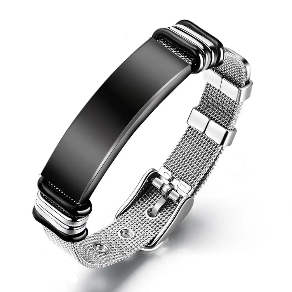 Bracelet Homme Personnalisé "Titan" - Gravure Prénom & Date | SilverProtect