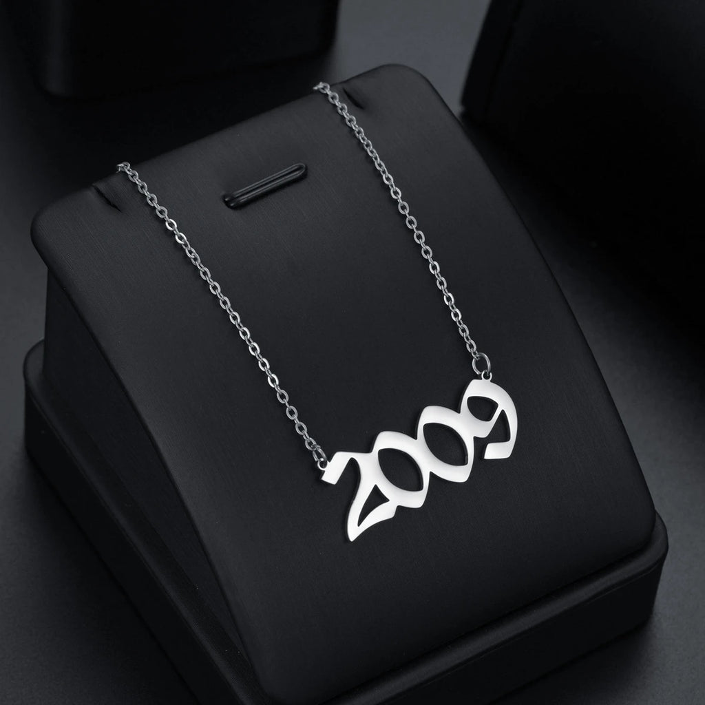 Collier Année de Naissance Signature – Acier Inox & Or 18K