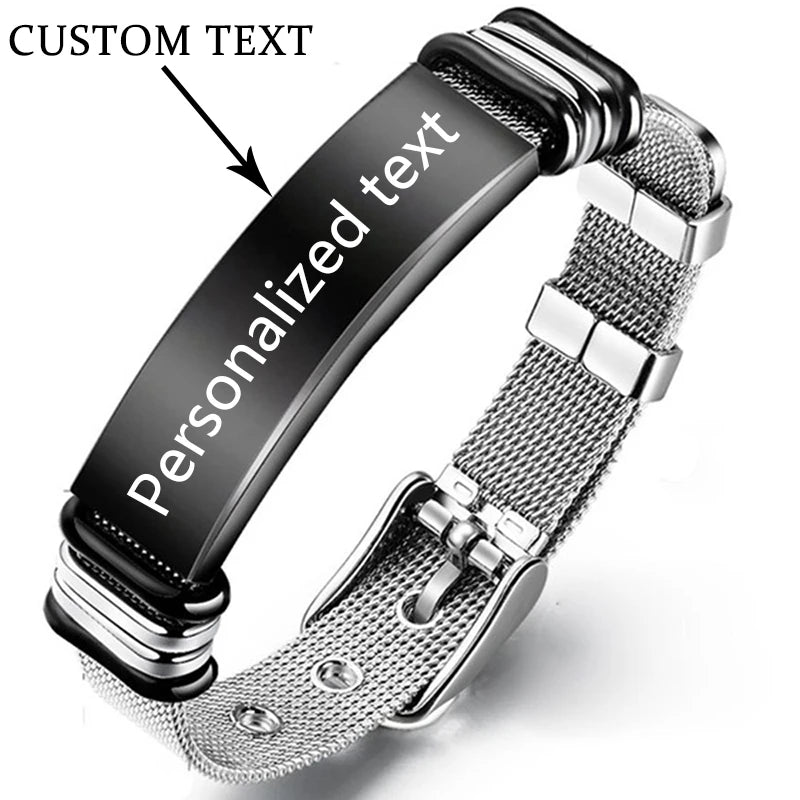 Bracelet Homme Personnalisé "Titan" - Gravure Prénom & Date | SilverProtect