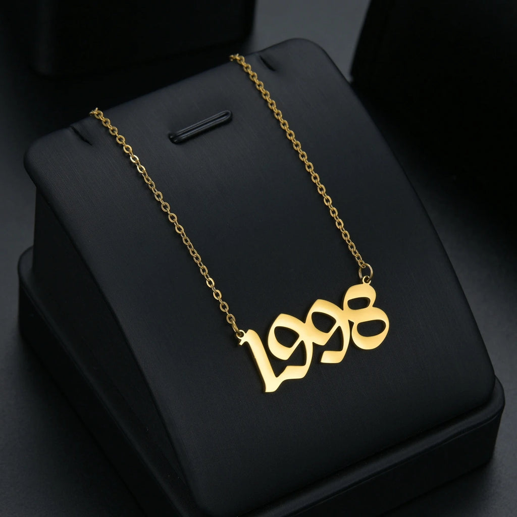 Collier Année de Naissance Signature – Acier Inox & Or 18K