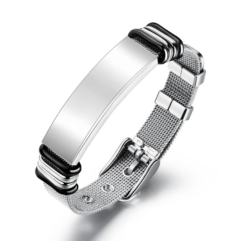 Bracelet Homme Personnalisé "Titan" - Gravure Prénom & Date | SilverProtect