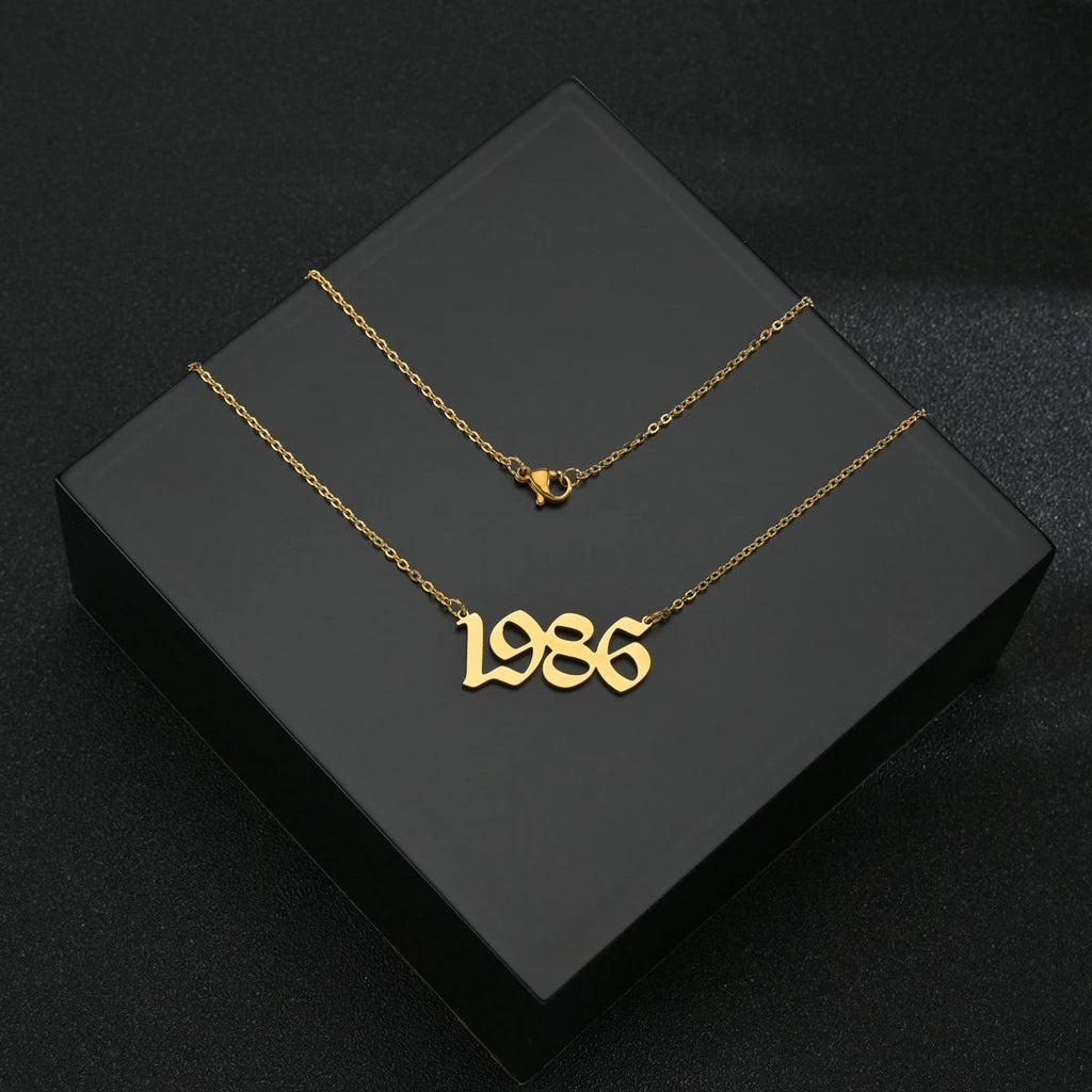 Collier Année de Naissance Signature – Acier Inox & Or 18K