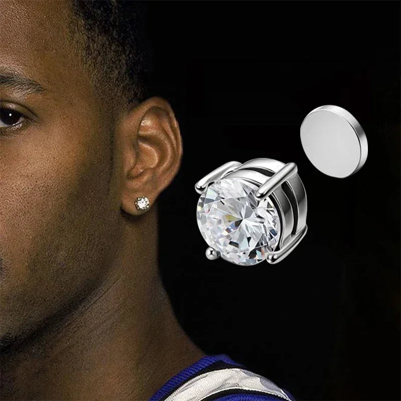 Pack 3 Paires - Boucles d'Oreilles Magnétiques Homme Zircon (6mm) | Faux Piercing Acier Inoxydable