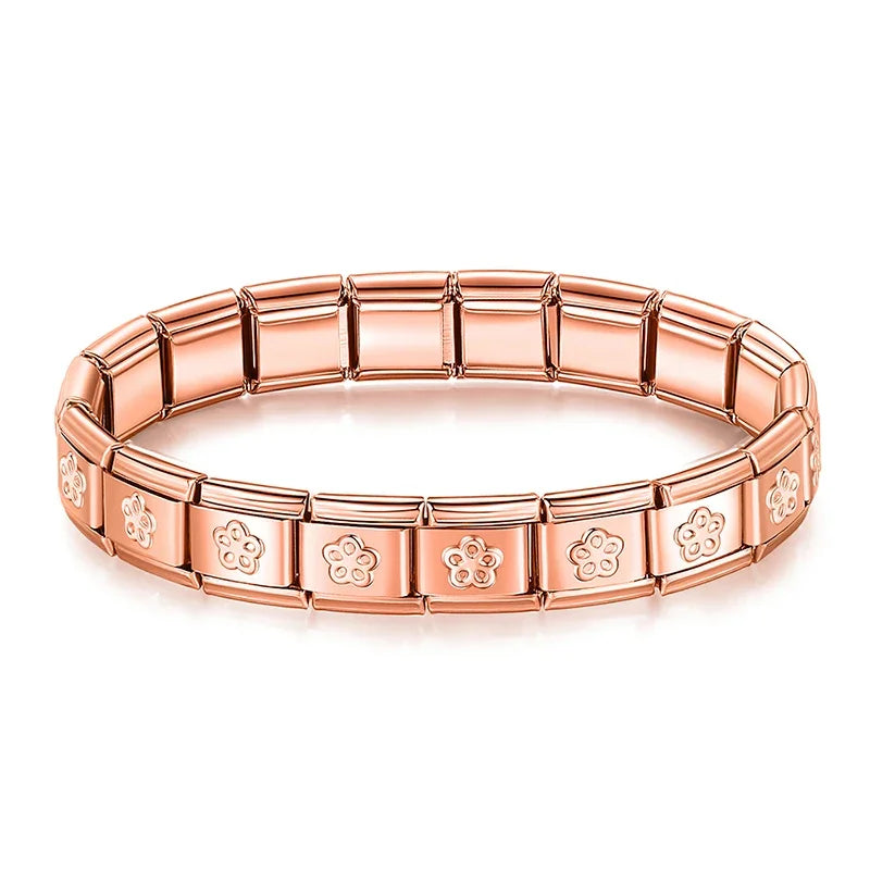 Bracelet Modulaire Charm Italien 9MM | Maillons Élastiques Acier Inoxydable Femme