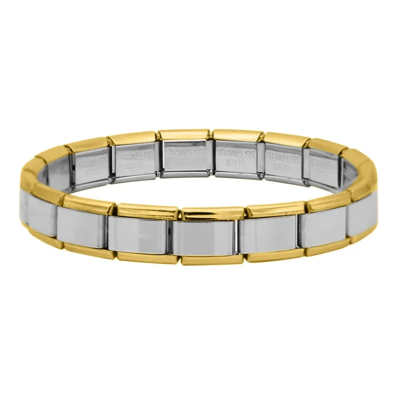 Bracelet Modulaire Charm Italien 9MM | Maillons Élastiques Acier Inoxydable Femme