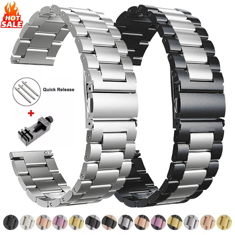 Bracelet en acier inoxydable, 20mm 22mm, pour Samsung Galaxy Watch 7 6 5 4 5Pro 40/44mm 6 Classic 43mm 47mm, bracelet métallique pour Huawei GT5 4Pro