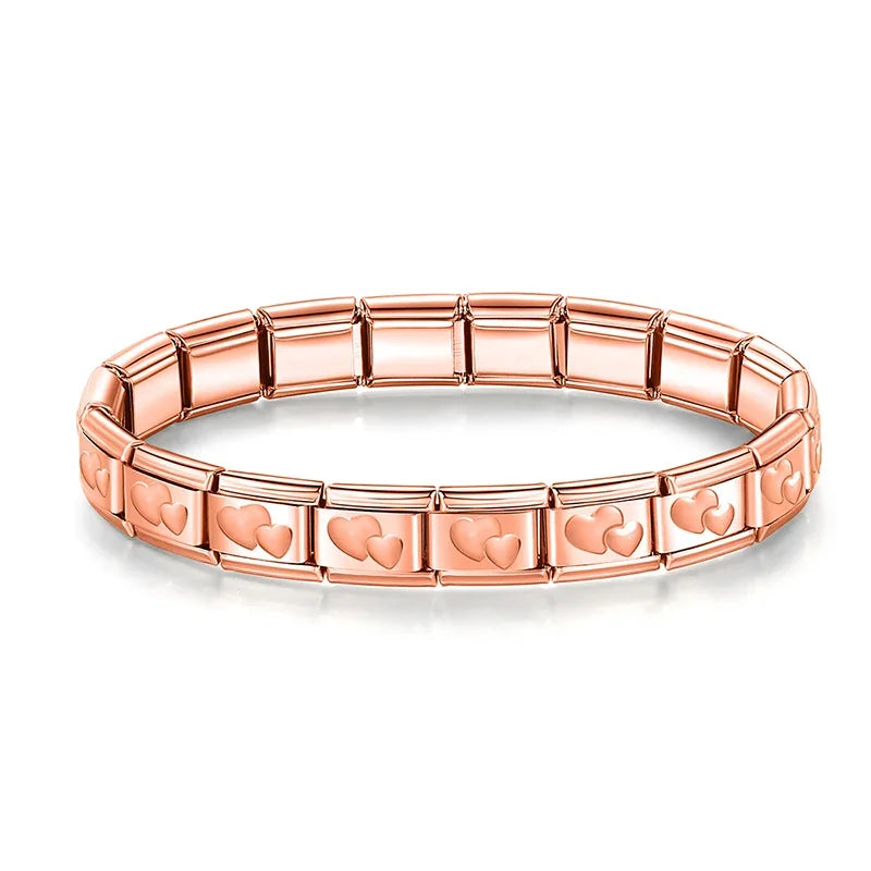 Bracelet Modulaire Charm Italien 9MM | Maillons Élastiques Acier Inoxydable Femme