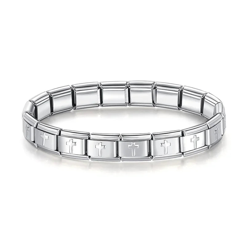 Bracelet Modulaire Charm Italien 9MM | Maillons Élastiques Acier Inoxydable Femme