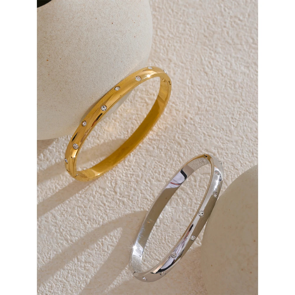 Bracelet Chaîne Zircone Femme | Plaqué Or PVD Acier Inoxydable Étanche