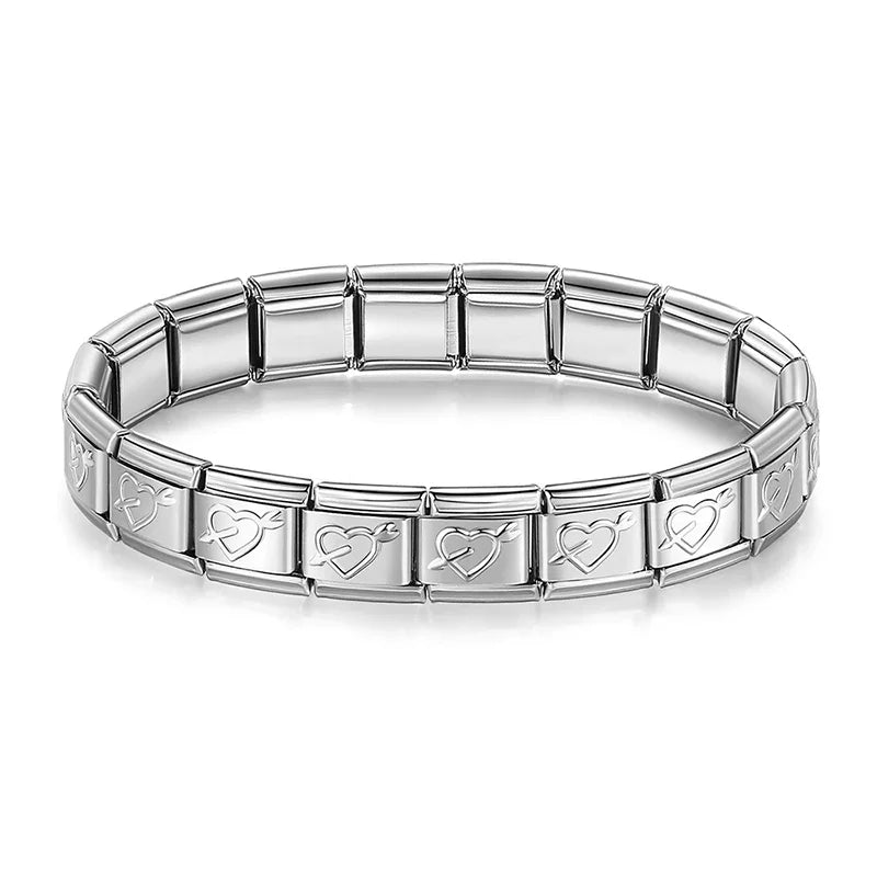Bracelet Modulaire Charm Italien 9MM | Maillons Élastiques Acier Inoxydable Femme