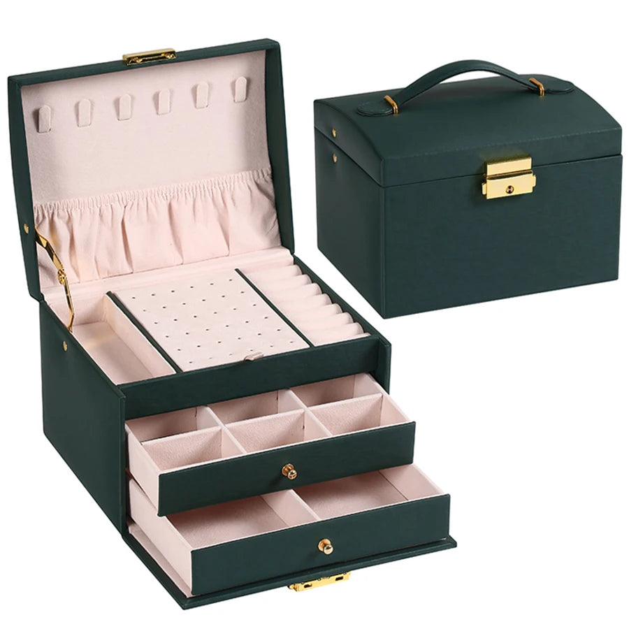 Coffret à Bijoux Premium 3 Étages - Cuir Vegan & Verrouillage Sécurisé