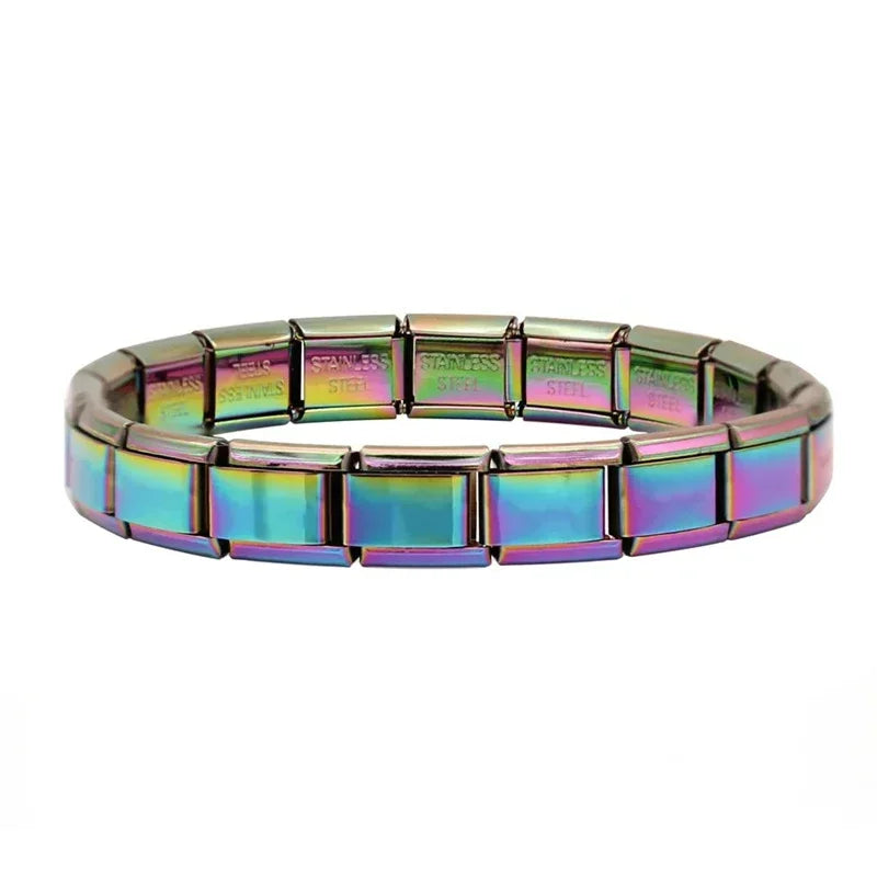 Bracelet Modulaire Charm Italien 9MM | Maillons Élastiques Acier Inoxydable Femme