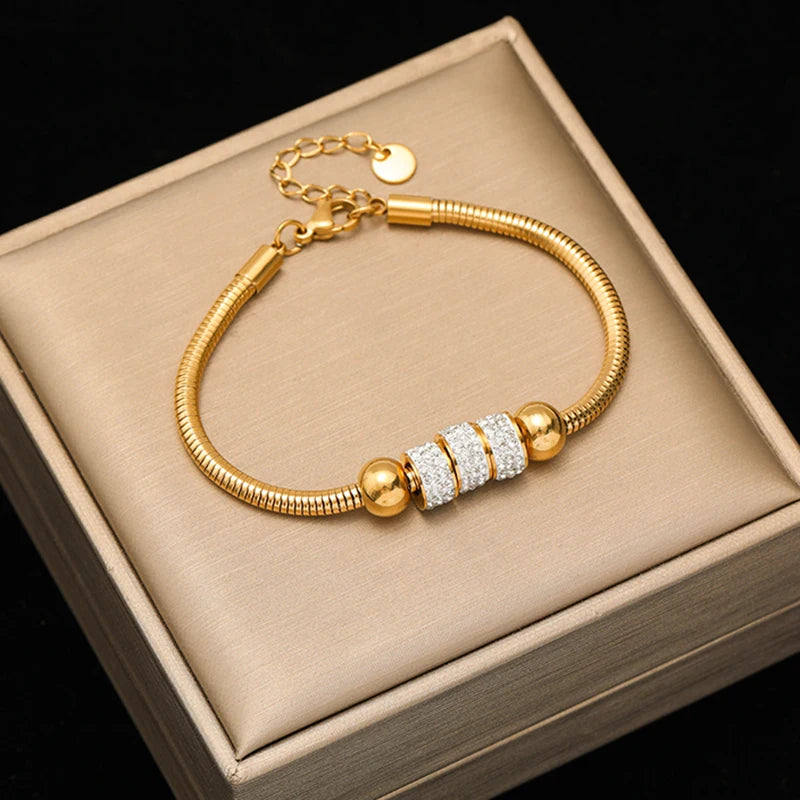 Bracelet Torsadé Plaqué Or 18K Femme – Bijou Acier Inoxydable Étanche & Anti-Ternissement
