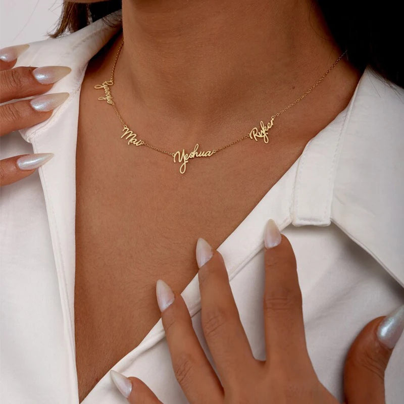 Collier Signature Famille – Jusqu'à 9 Prénoms Personnalisés