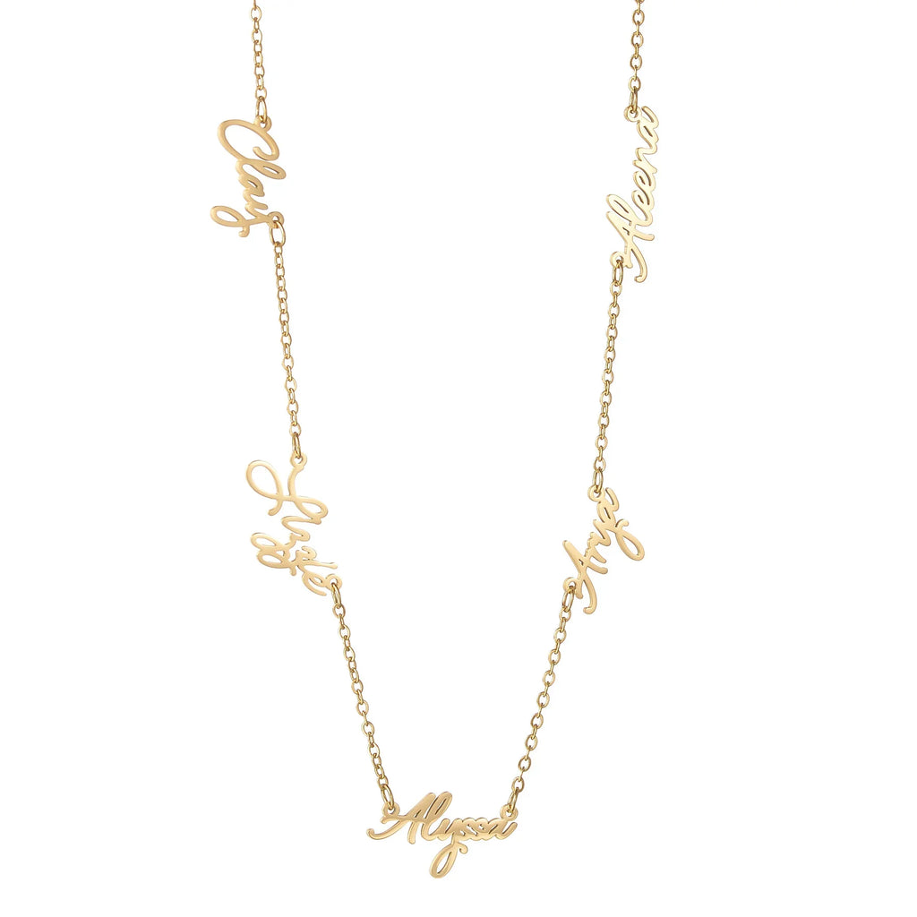 Collier Signature Famille – Jusqu'à 9 Prénoms Personnalisés