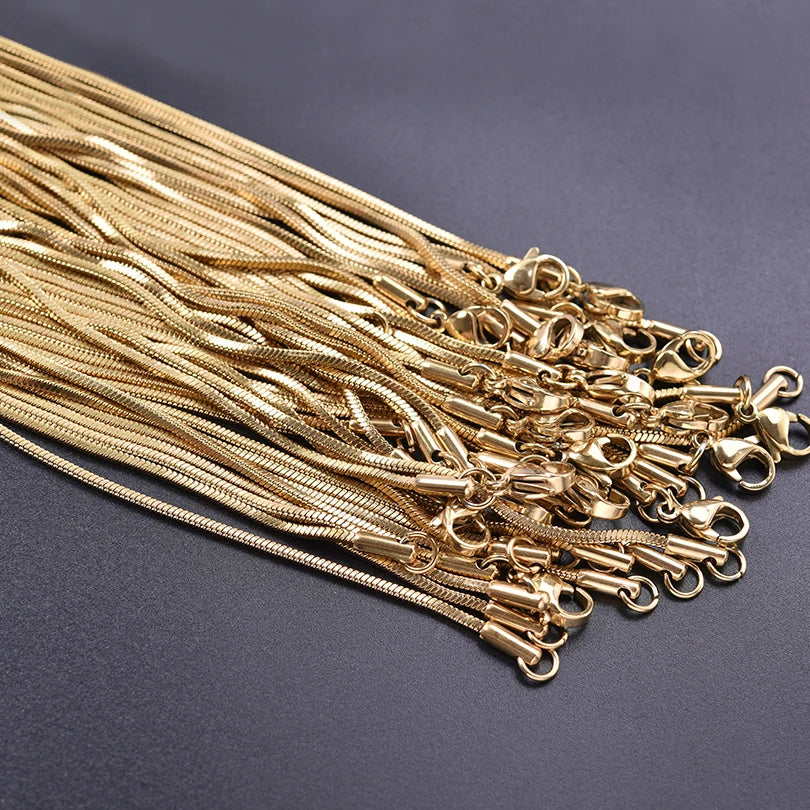 Collier chaîne serpent en acier inoxydable, 45/50/60/70cm, accessoires pour femmes et hommes, bijoux Vintage, vente en gros