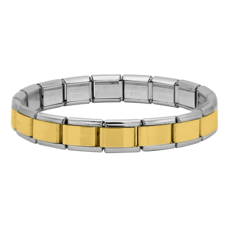 Bracelet Modulaire Charm Italien 9MM | Maillons Élastiques Acier Inoxydable Femme