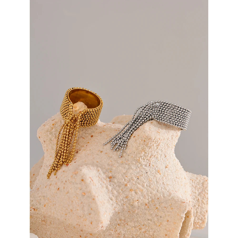 Bague Chaîne Réglable Acier Inoxydable | Statement Plaqué Or 18K PVD