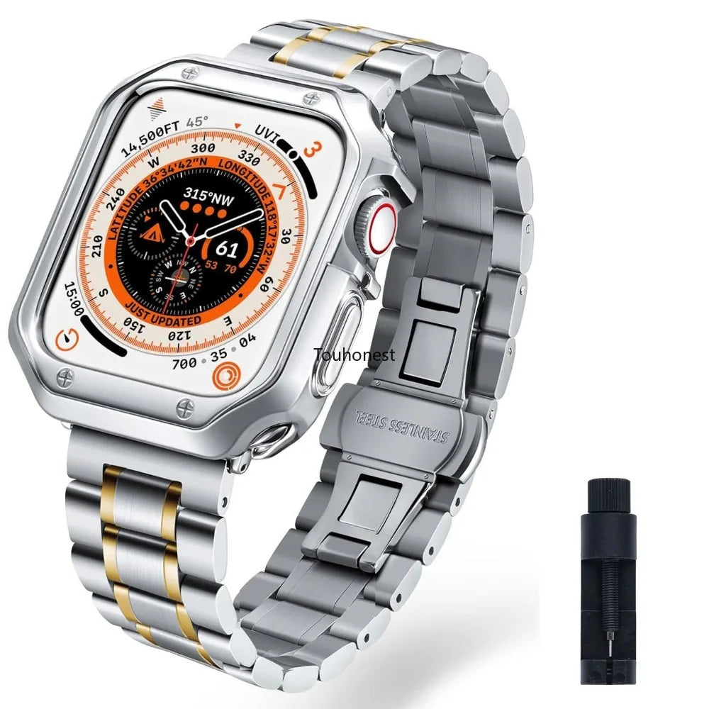 Bracelet Apple Watch Métal Étanche | Acier Inoxydable Sangle Ultra 49mm / 45mm