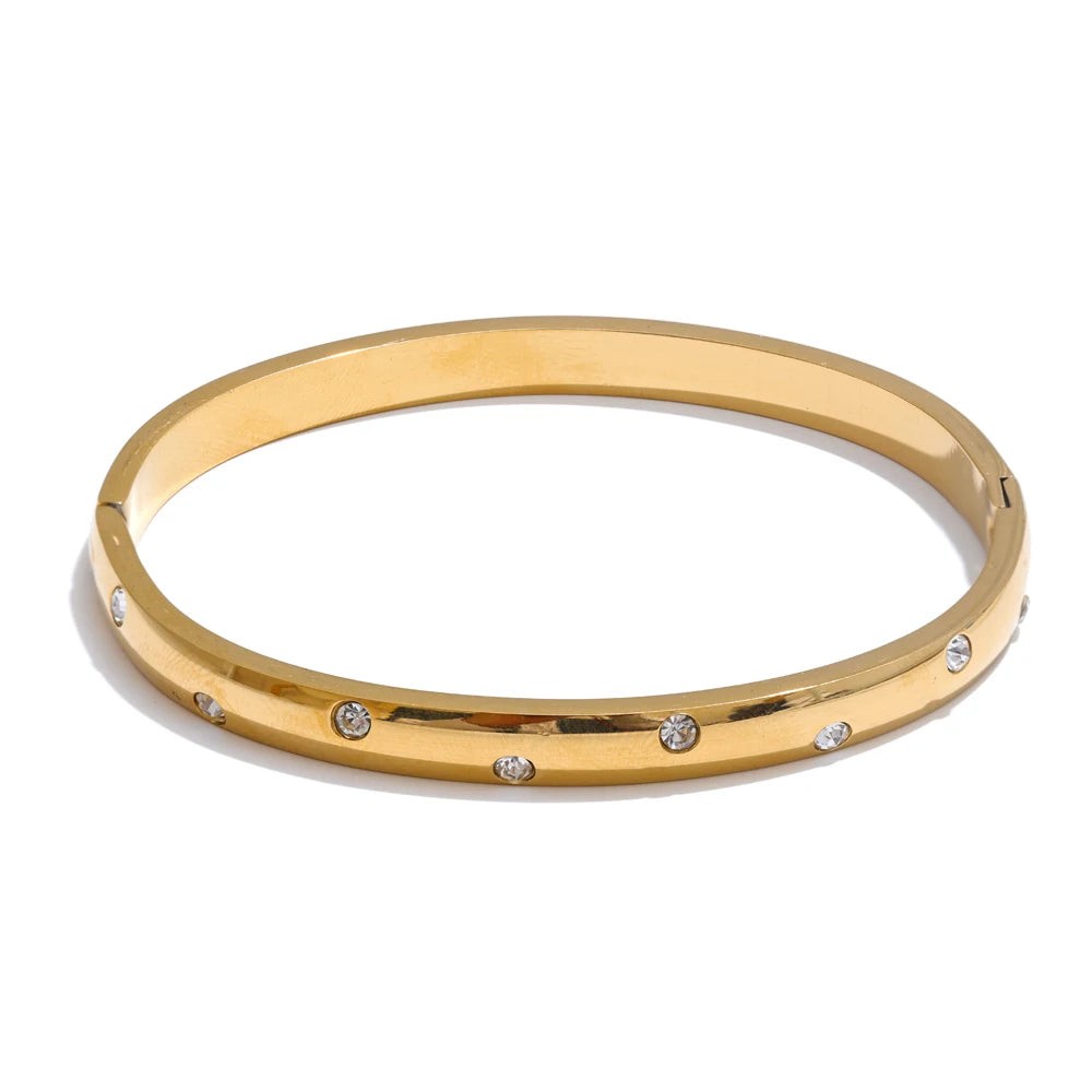 Bracelet Chaîne Zircone Femme | Plaqué Or PVD Acier Inoxydable Étanche