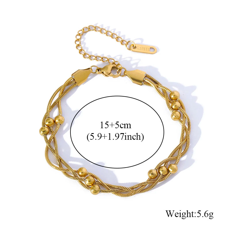 Bracelet à Perles 316L Femme – Chaîne Étanche Acier Inoxydable Qui Ne Noircit Pas