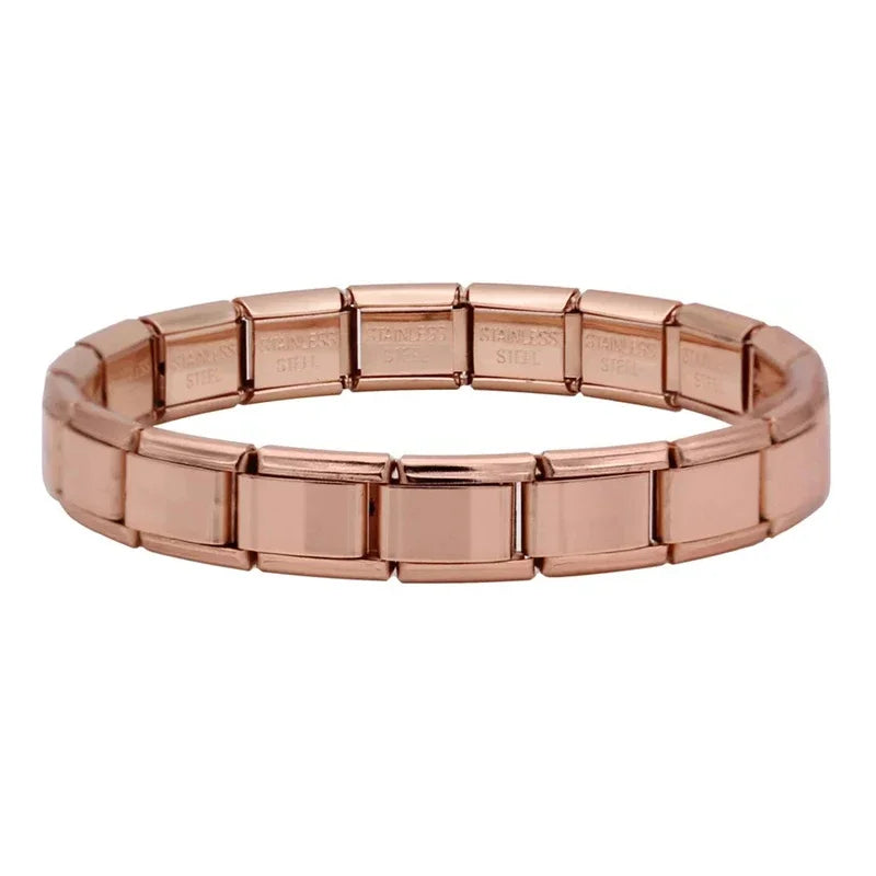 Bracelet Modulaire Charm Italien 9MM | Maillons Élastiques Acier Inoxydable Femme