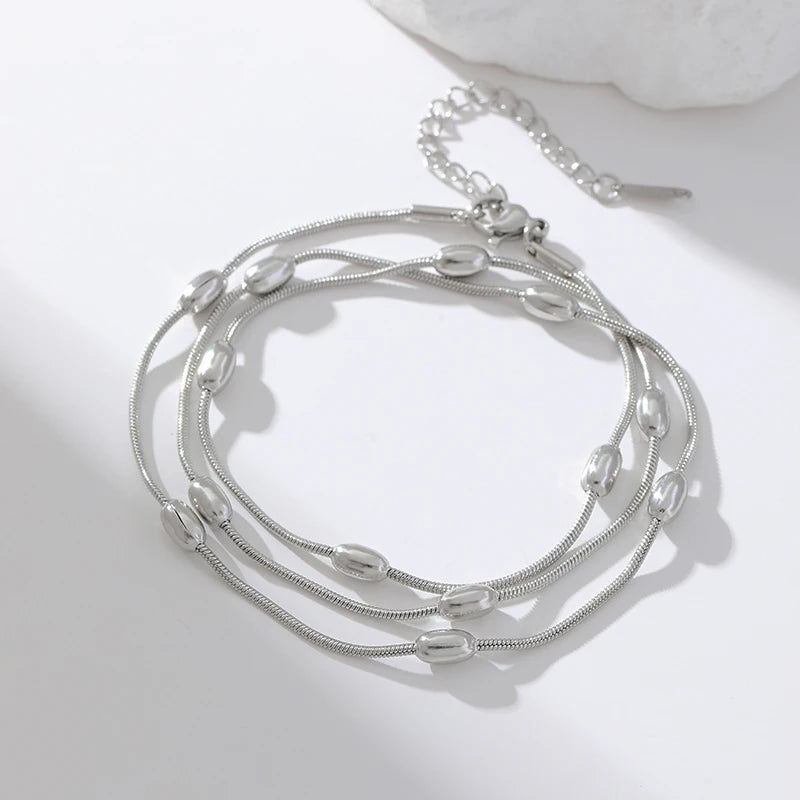 Bracelet à Perles 316L Femme – Chaîne Étanche Acier Inoxydable Qui Ne Noircit Pas