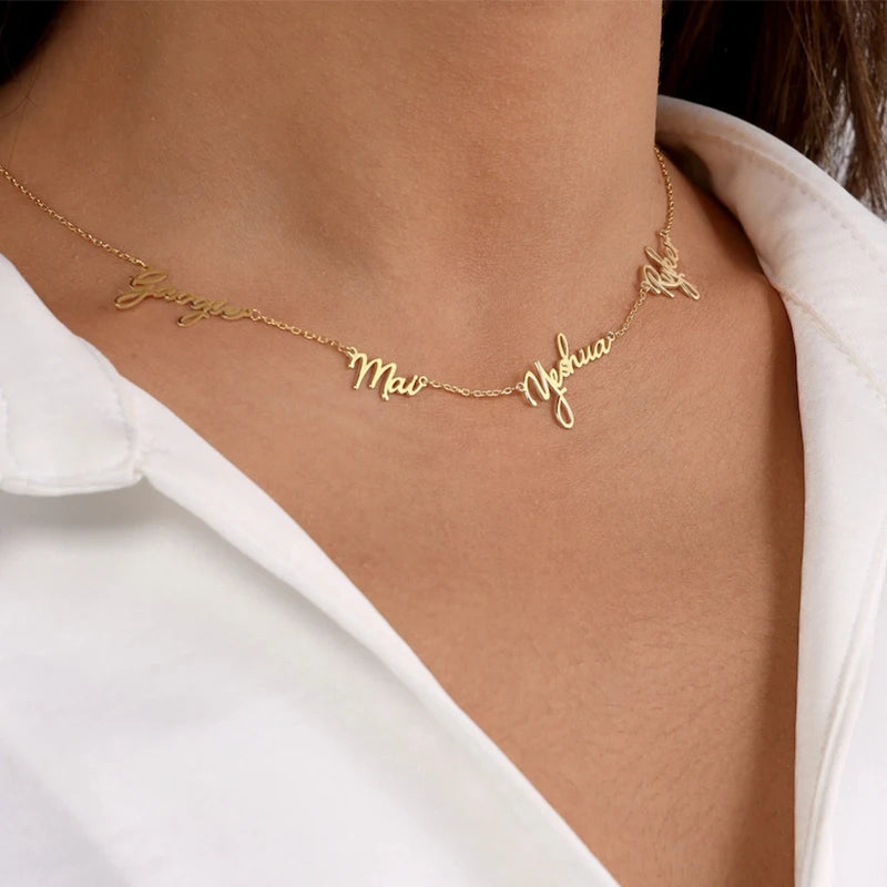 Collier Signature Famille – Jusqu'à 9 Prénoms Personnalisés