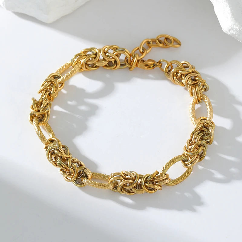 Bracelet Torsadé Plaqué Or 18K Femme – Bijou Acier Inoxydable Étanche & Anti-Ternissement