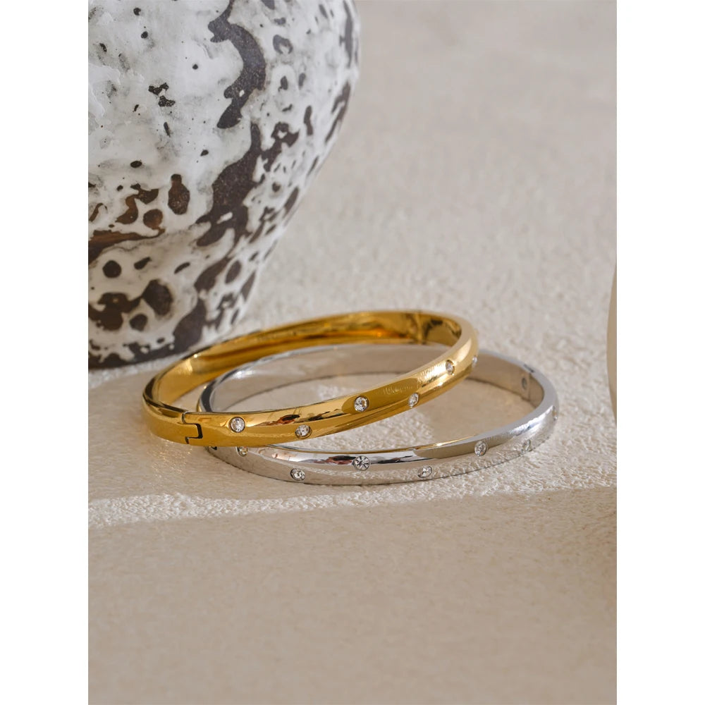 Bracelet Chaîne Zircone Femme | Plaqué Or PVD Acier Inoxydable Étanche