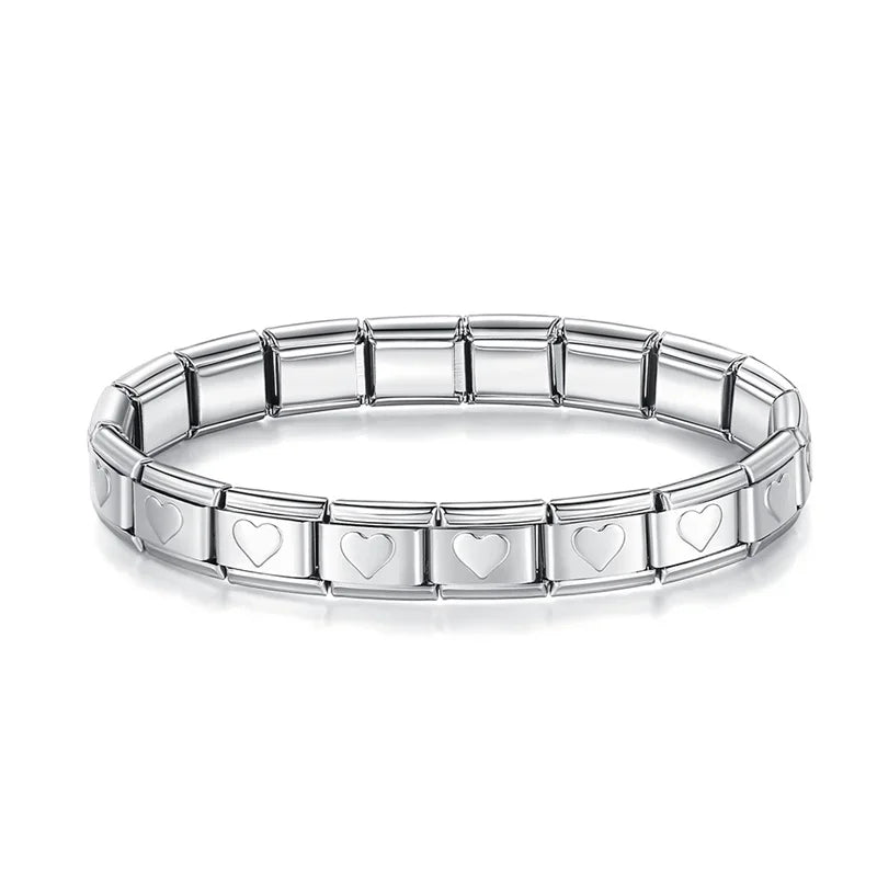 Bracelet Modulaire Charm Italien 9MM | Maillons Élastiques Acier Inoxydable Femme