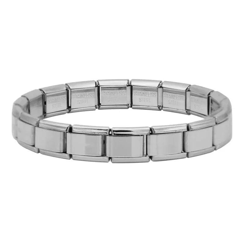 Bracelet Modulaire Charm Italien 9MM | Maillons Élastiques Acier Inoxydable Femme