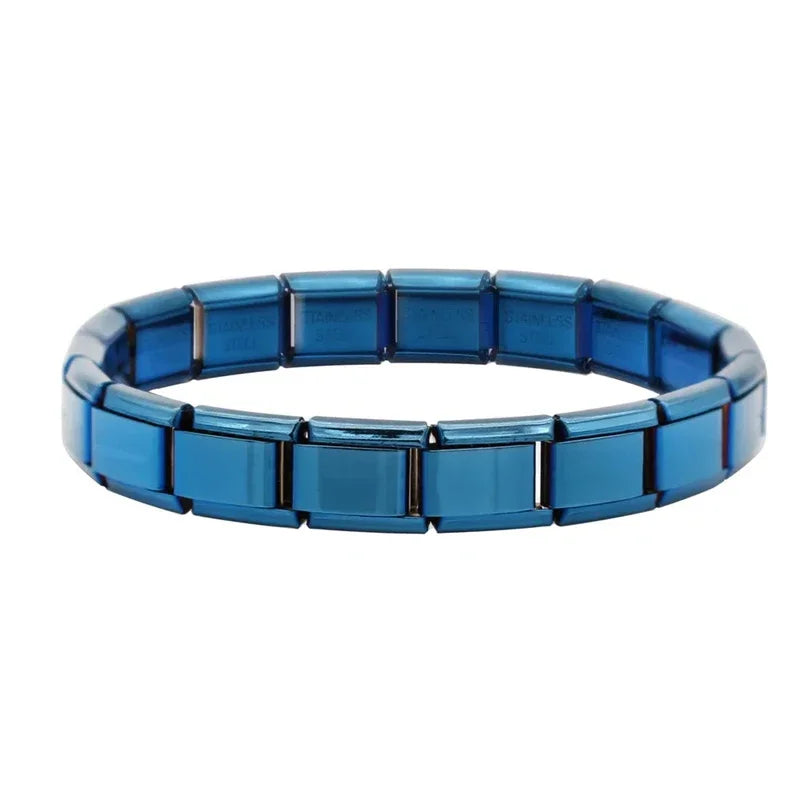 Bracelet Modulaire Charm Italien 9MM | Maillons Élastiques Acier Inoxydable Femme