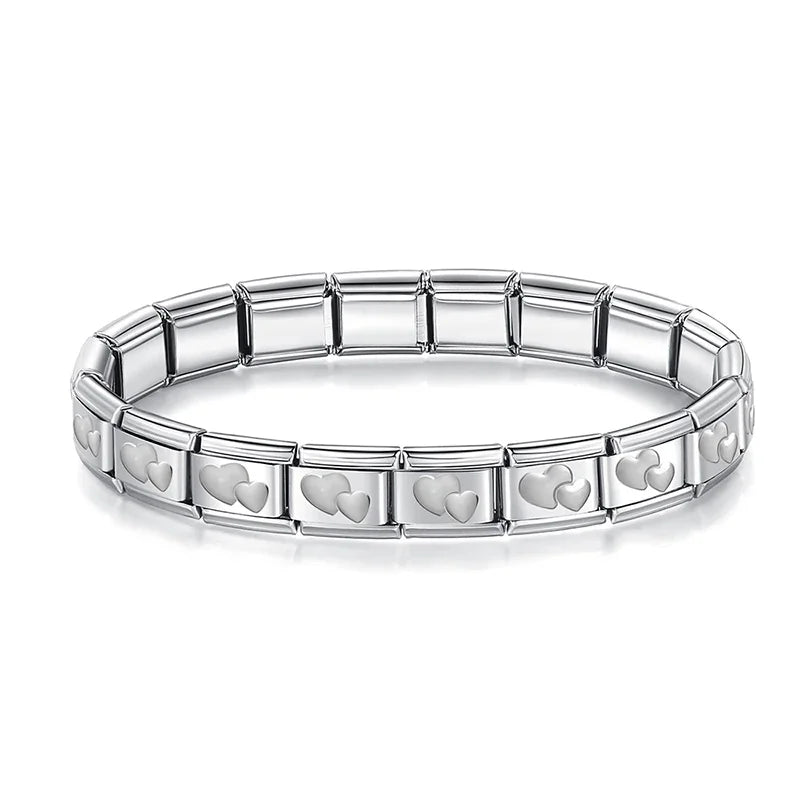 Bracelet Modulaire Charm Italien 9MM | Maillons Élastiques Acier Inoxydable Femme