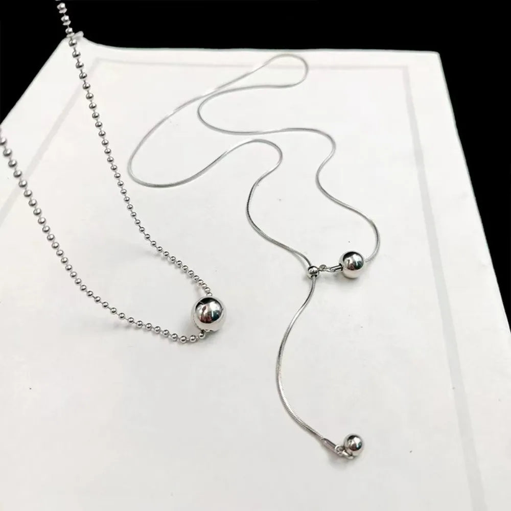 Collier Double Rang Signature – Perle & Chaîne Acier Inox