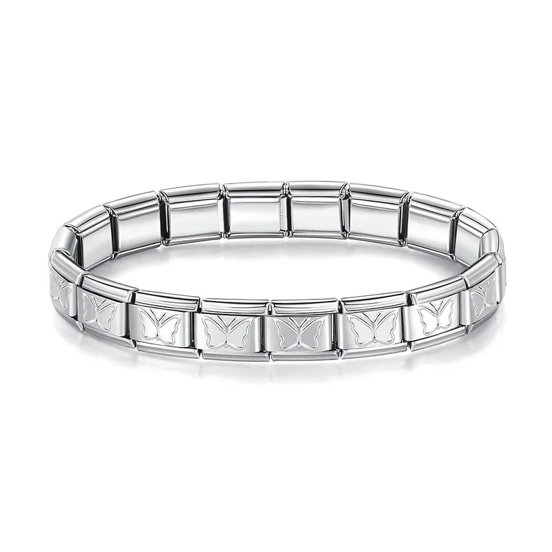 Bracelet Modulaire Charm Italien 9MM | Maillons Élastiques Acier Inoxydable Femme