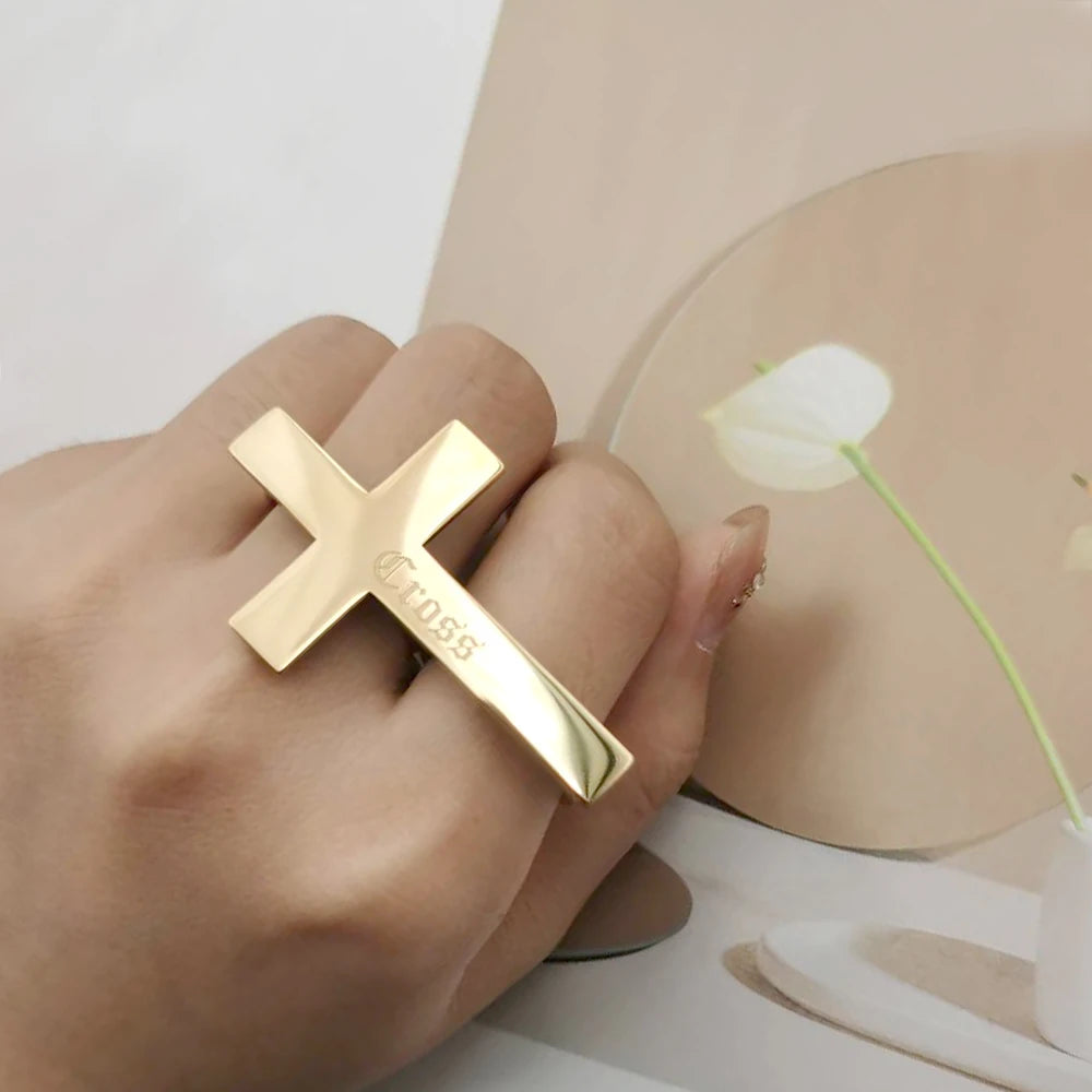 Bague Gravée Double Doigt Unisexe | Anneau Croisé Personnalisé Acier Inoxydable