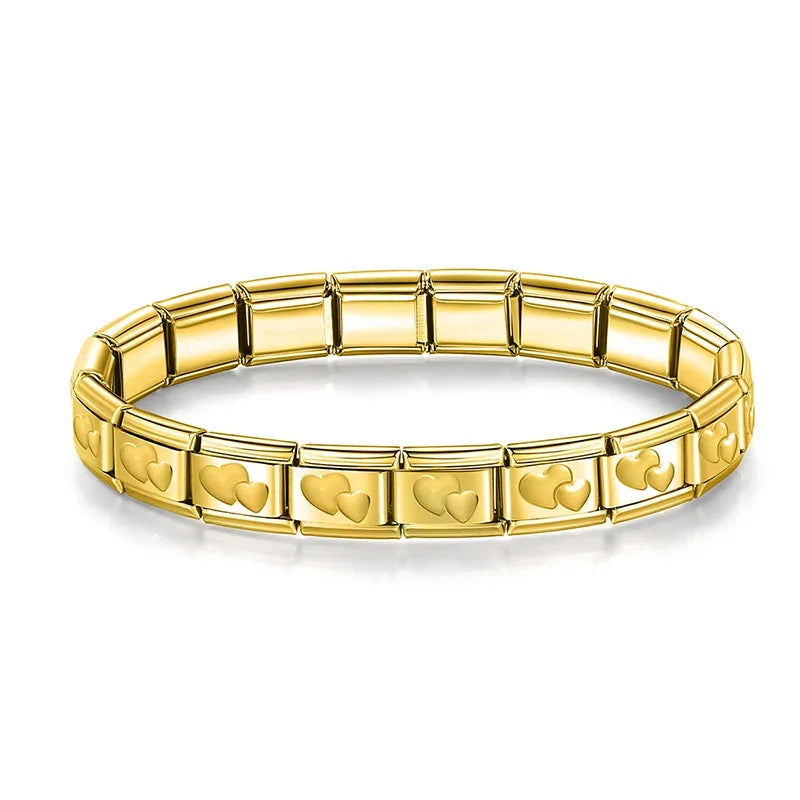 Bracelet Modulaire Charm Italien 9MM | Maillons Élastiques Acier Inoxydable Femme
