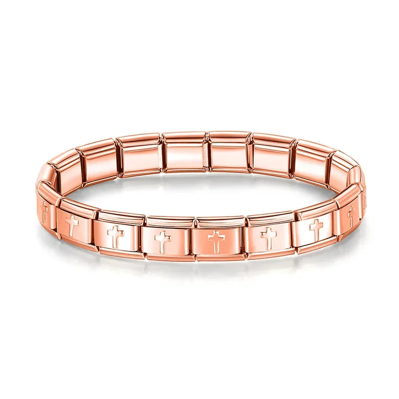 Bracelet Modulaire Charm Italien 9MM | Maillons Élastiques Acier Inoxydable Femme
