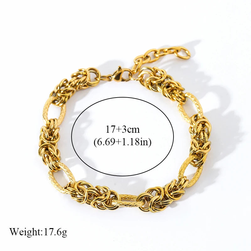 Bracelet Torsadé Plaqué Or 18K Femme – Bijou Acier Inoxydable Étanche & Anti-Ternissement
