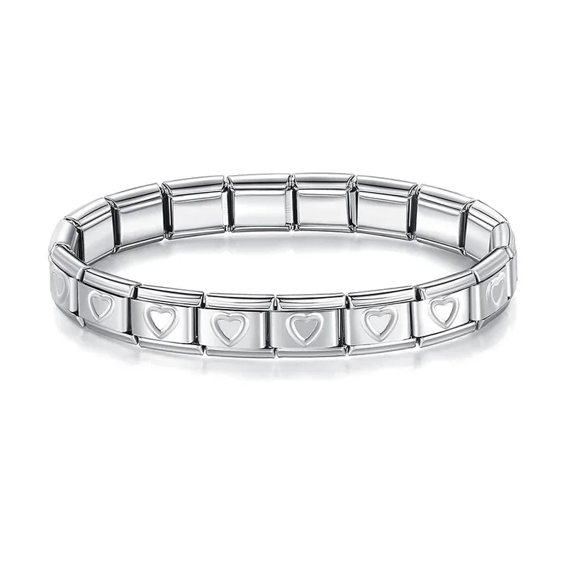 Bracelet Modulaire Charm Italien 9MM | Maillons Élastiques Acier Inoxydable Femme