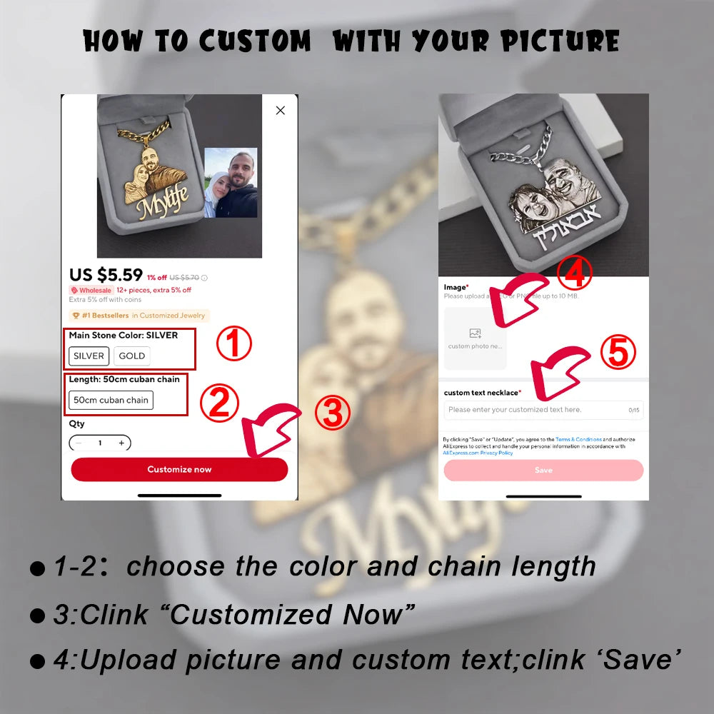 Collier Portrait Personnalisé - Votre Photo Gravée à Vie sur Acier Inoxydable