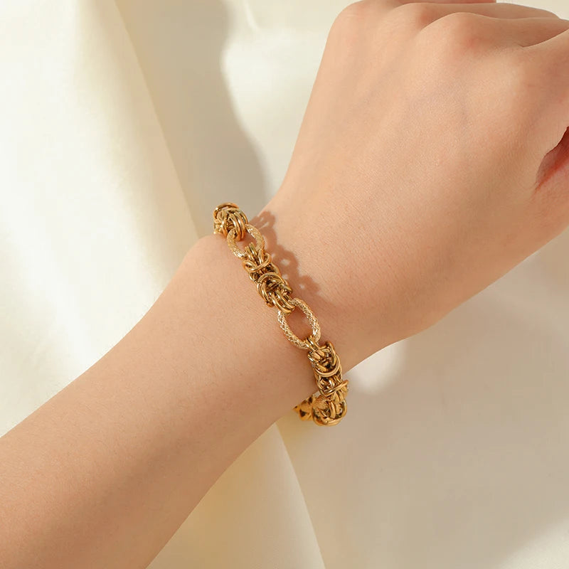 Bracelet Torsadé Plaqué Or 18K Femme – Bijou Acier Inoxydable Étanche & Anti-Ternissement