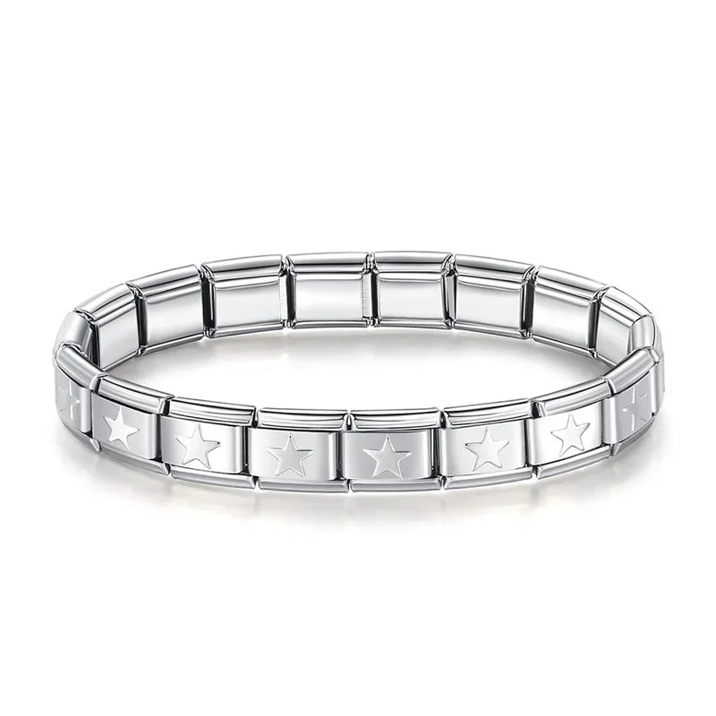 Bracelet Modulaire Charm Italien 9MM | Maillons Élastiques Acier Inoxydable Femme