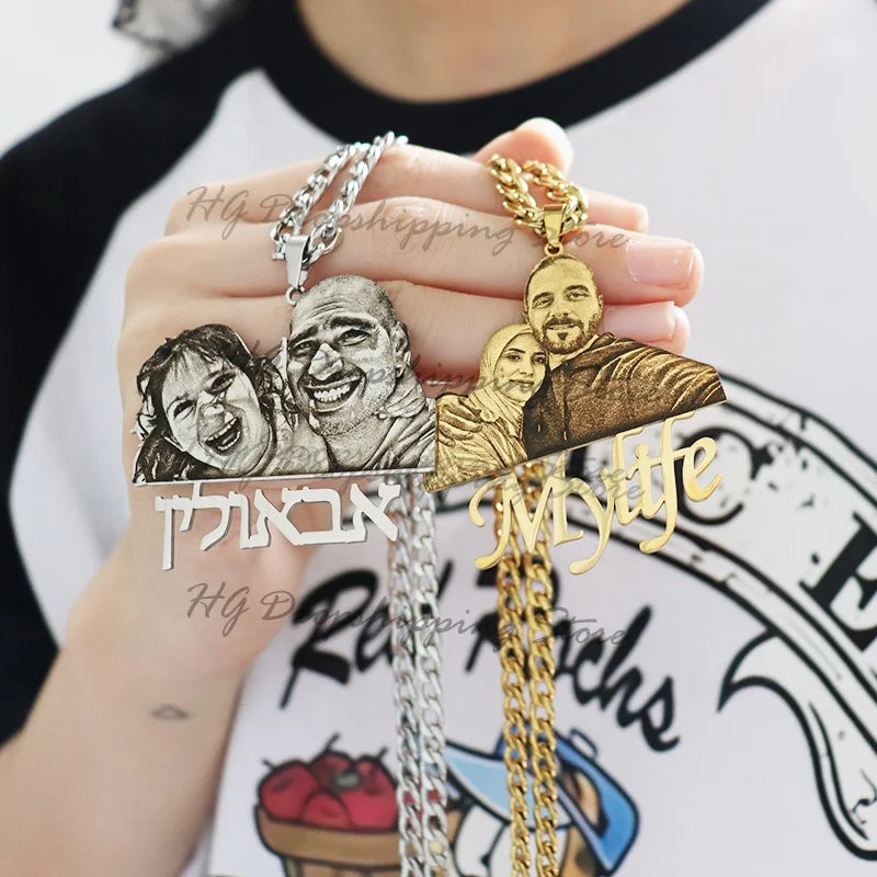 Collier Portrait Personnalisé - Votre Photo Gravée à Vie sur Acier Inoxydable