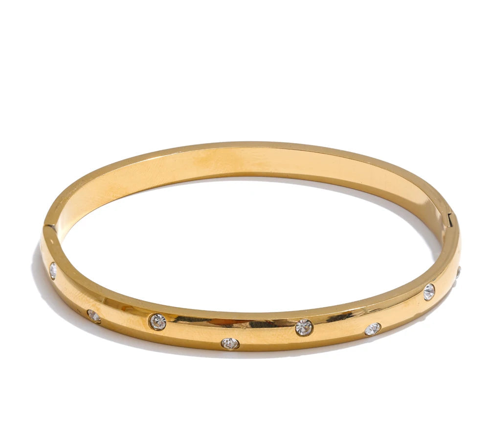 Bracelet Chaîne Zircone Femme | Plaqué Or PVD Acier Inoxydable Étanche