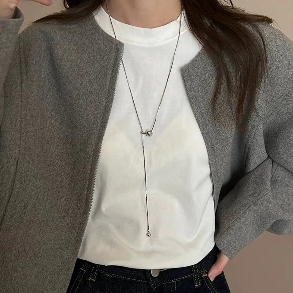 Collier Double Rang Signature – Perle & Chaîne Acier Inox