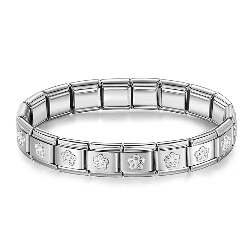 Bracelet Modulaire Charm Italien 9MM | Maillons Élastiques Acier Inoxydable Femme