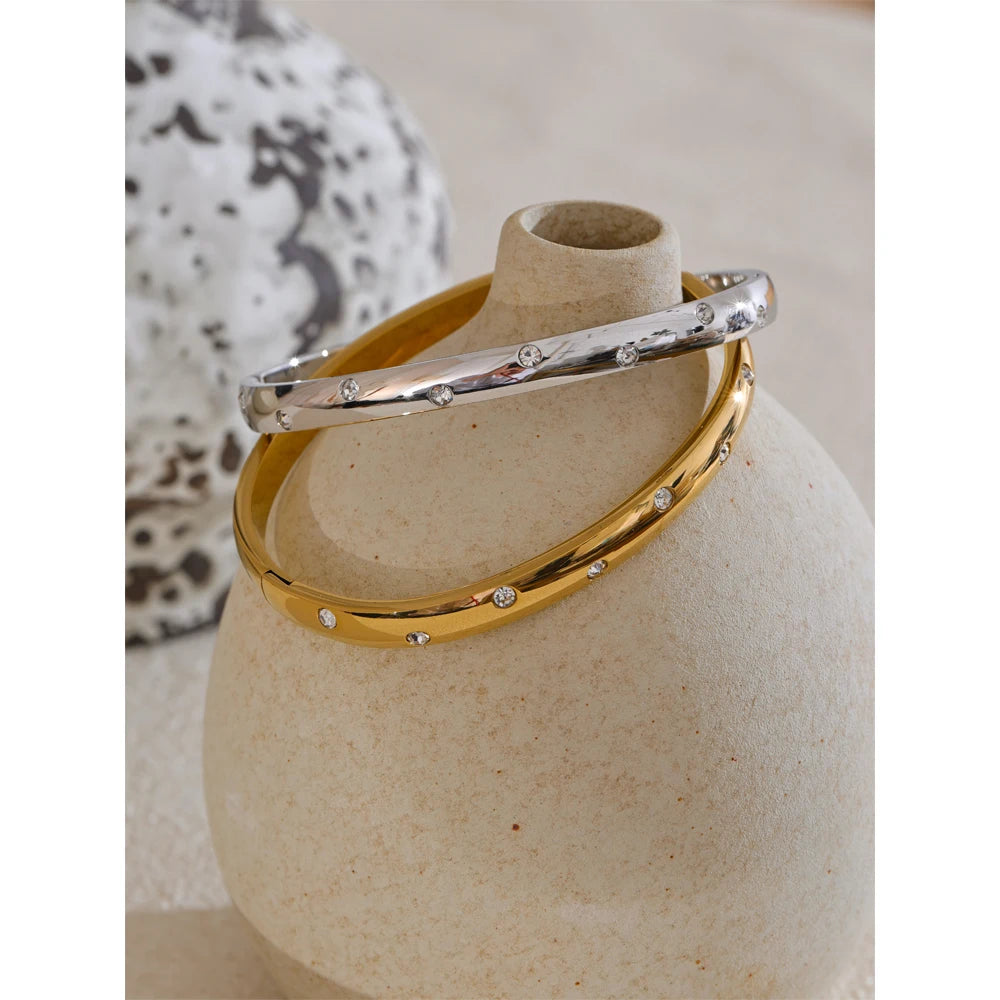 Bracelet Chaîne Zircone Femme | Plaqué Or PVD Acier Inoxydable Étanche