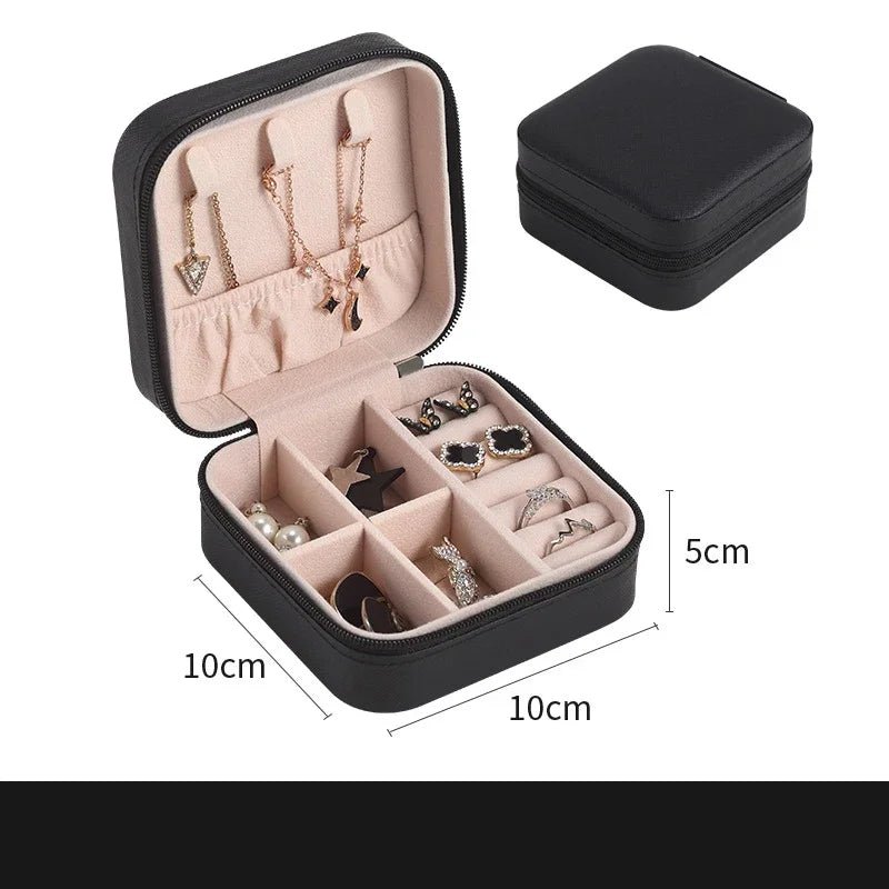 Mini Boîte à Bijoux de Voyage Compacte en Cuir - Organisateur Portable pour Bagues, Colliers & Boucles d'Oreilles (10x10x5cm) - SilverProtect - kit de nettoyage et polissage